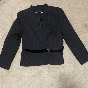 Worthington Black Pinstripe Blazer with Belt